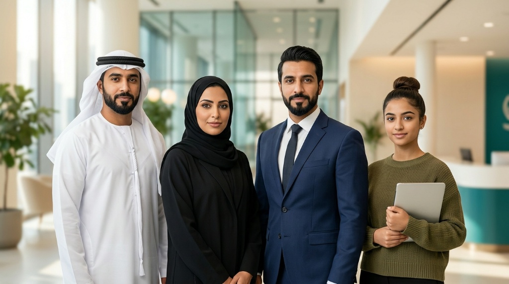 Sehatti team – diverse GCC professionals in a modern office environment